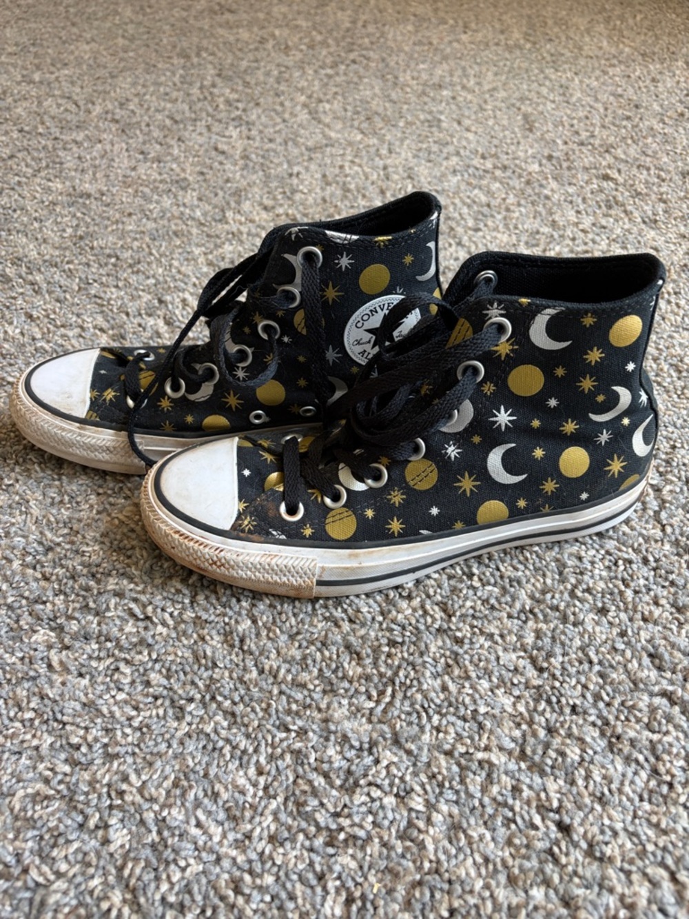 Converse Celestial Black & Gold Moon Print High-Top Sneakers